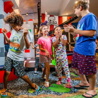 Kids join a dance party at the LEGOLAND Hotel