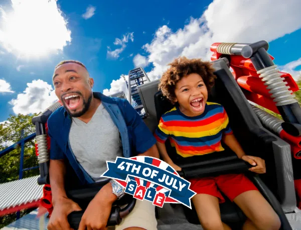 Ticket image of father and son riding a LEGOLAND rollercoaster