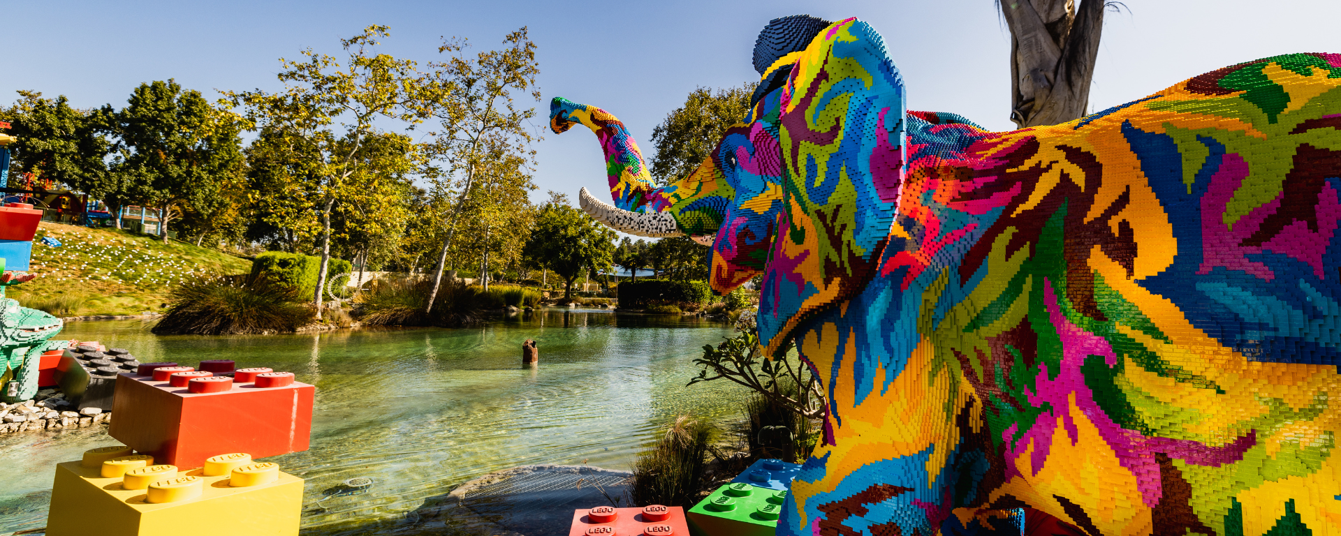 Rainbow LEGO Elephant Statue