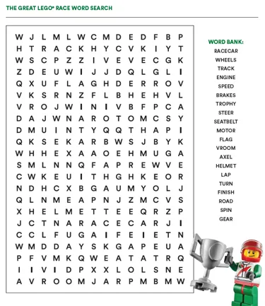 GREAT LEGO RACE WORD SEARCH