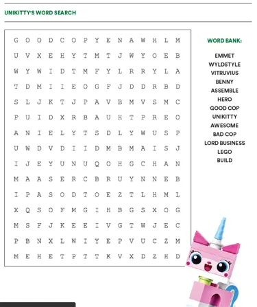 Unikitty's Word Search