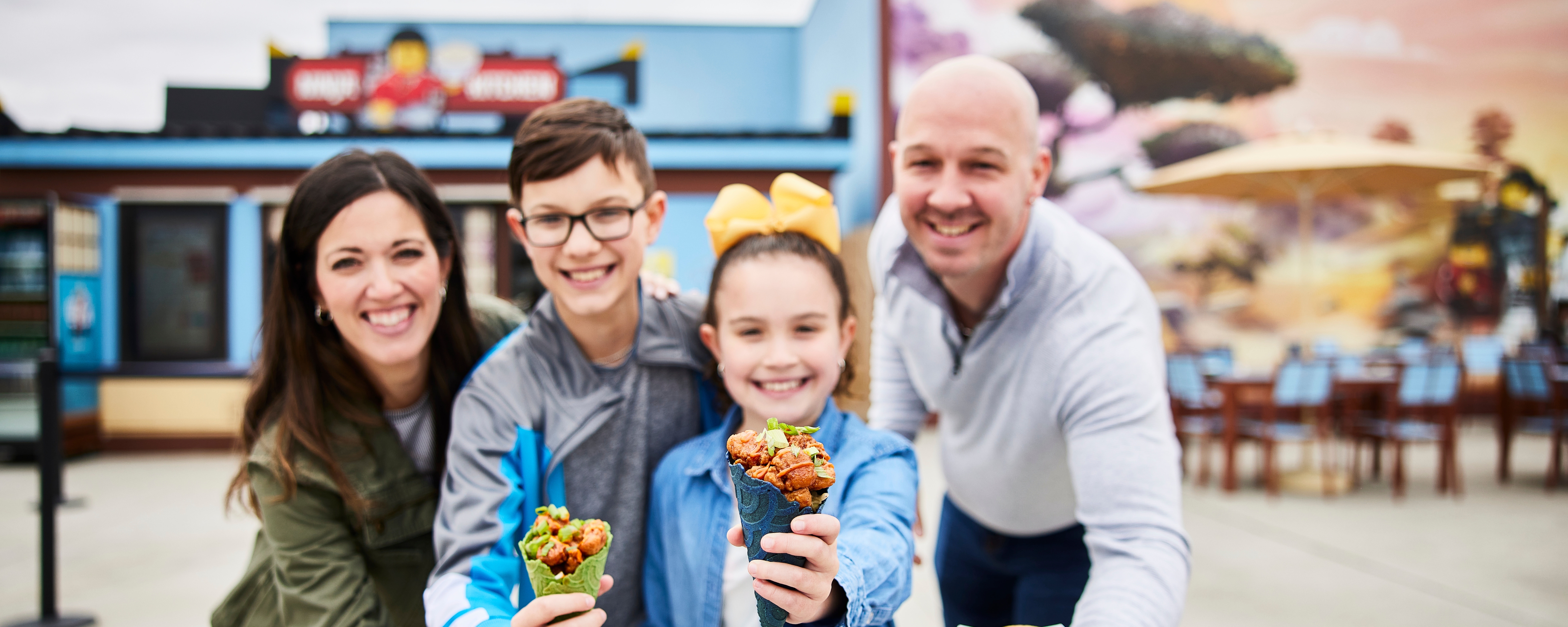 Family Eating at Food Carts in LEGOLAND New York